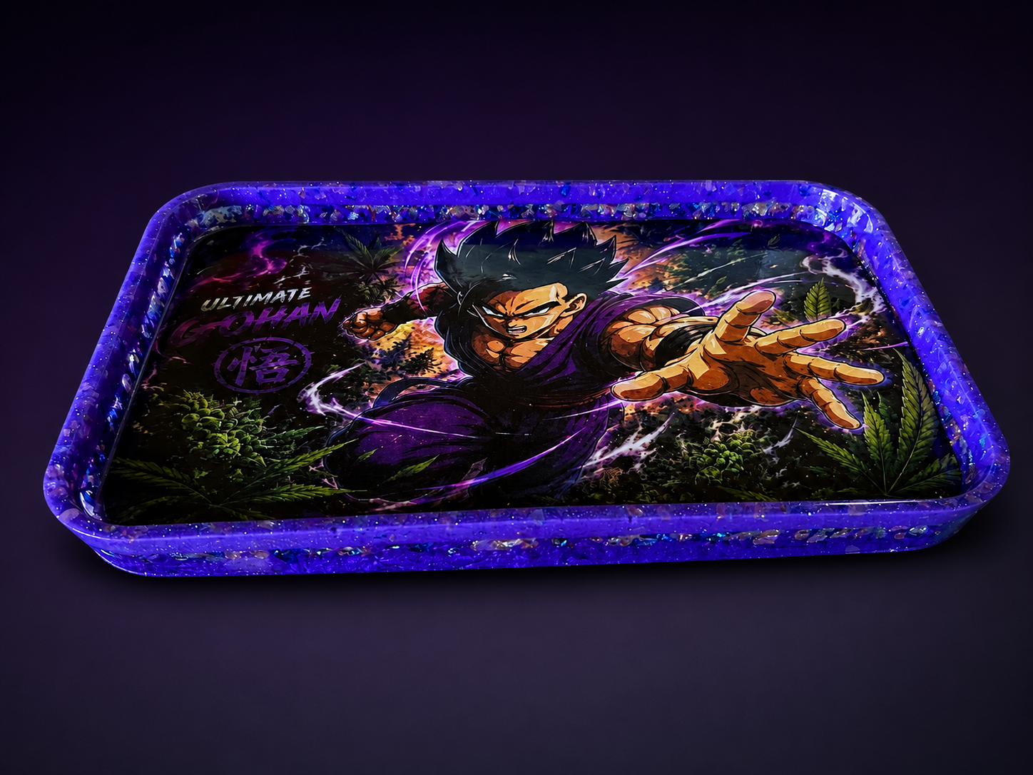 Purple custom character-inspired resin rolling tray